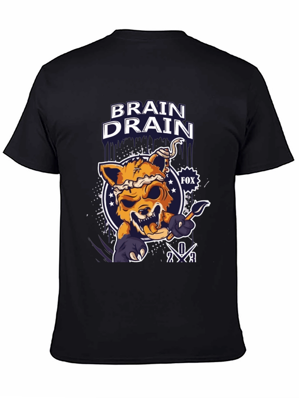 Brain Drain Fox Graphic T-Shirt - Unique Design