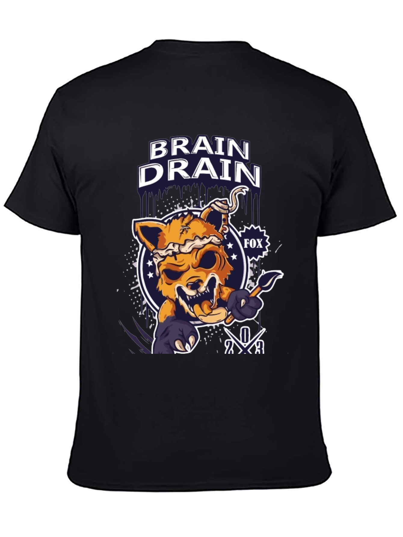 Brain Drain Fox Graphic T-Shirt - Unique Design