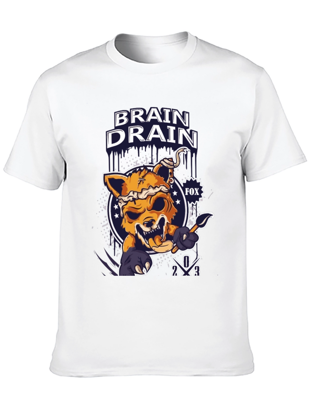 Brain Drain Fox Graphic T-Shirt - Unique Design
