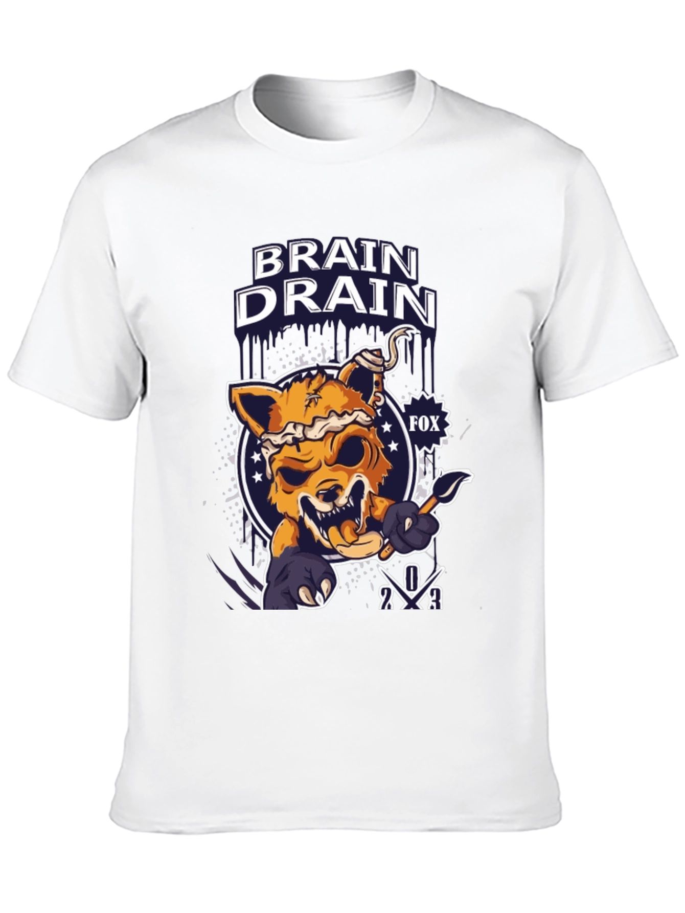 Brain Drain Fox Graphic T-Shirt - Unique Design