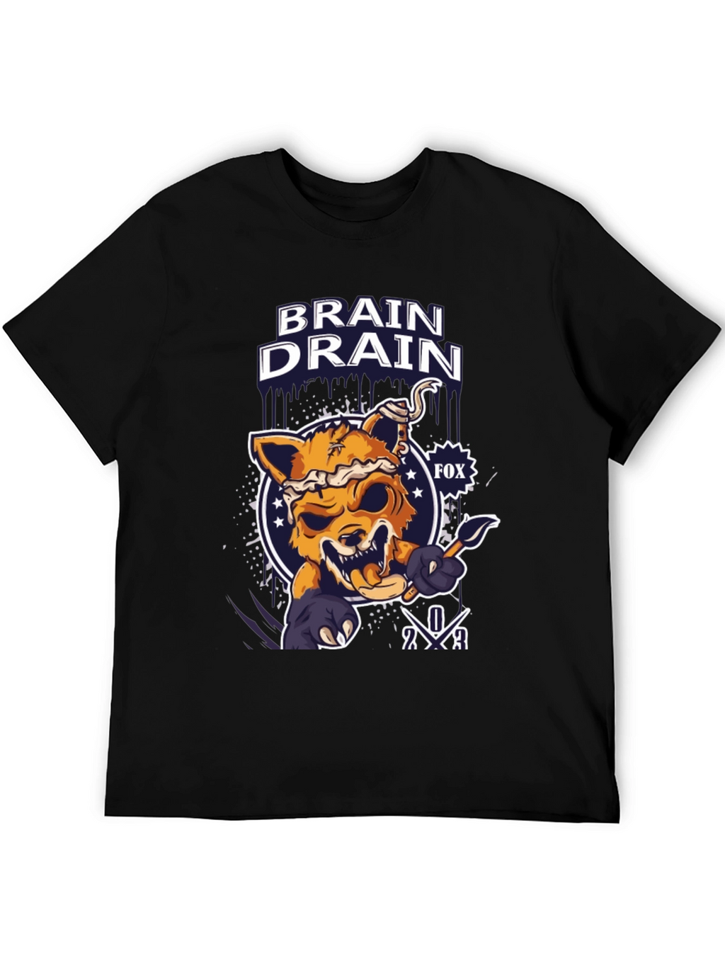 Brain Drain Fox Graphic T-Shirt - Unique Design