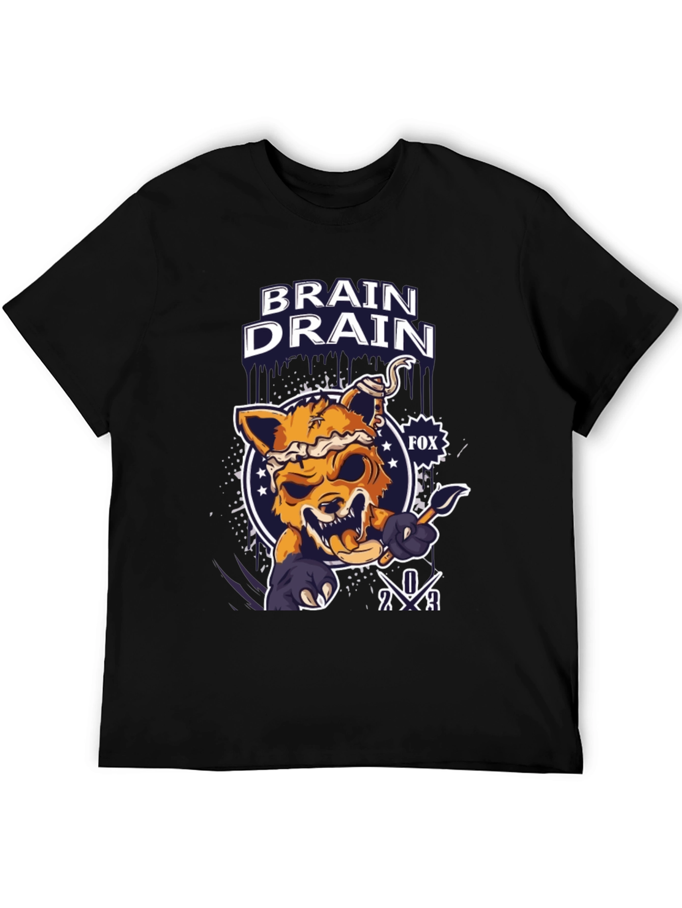 Brain Drain Fox Graphic T-Shirt - Unique Design