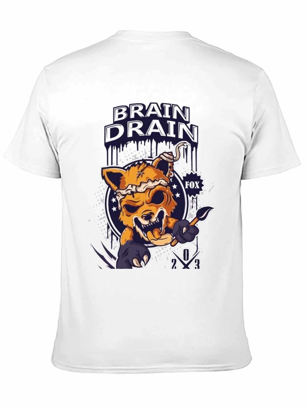 Brain Drain Fox Graphic T-Shirt - Unique Design