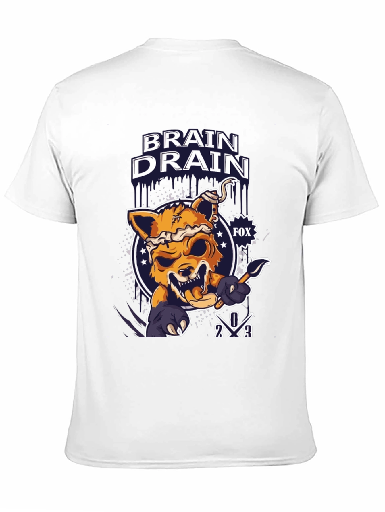 Brain Drain Fox Graphic T-Shirt - Unique Design