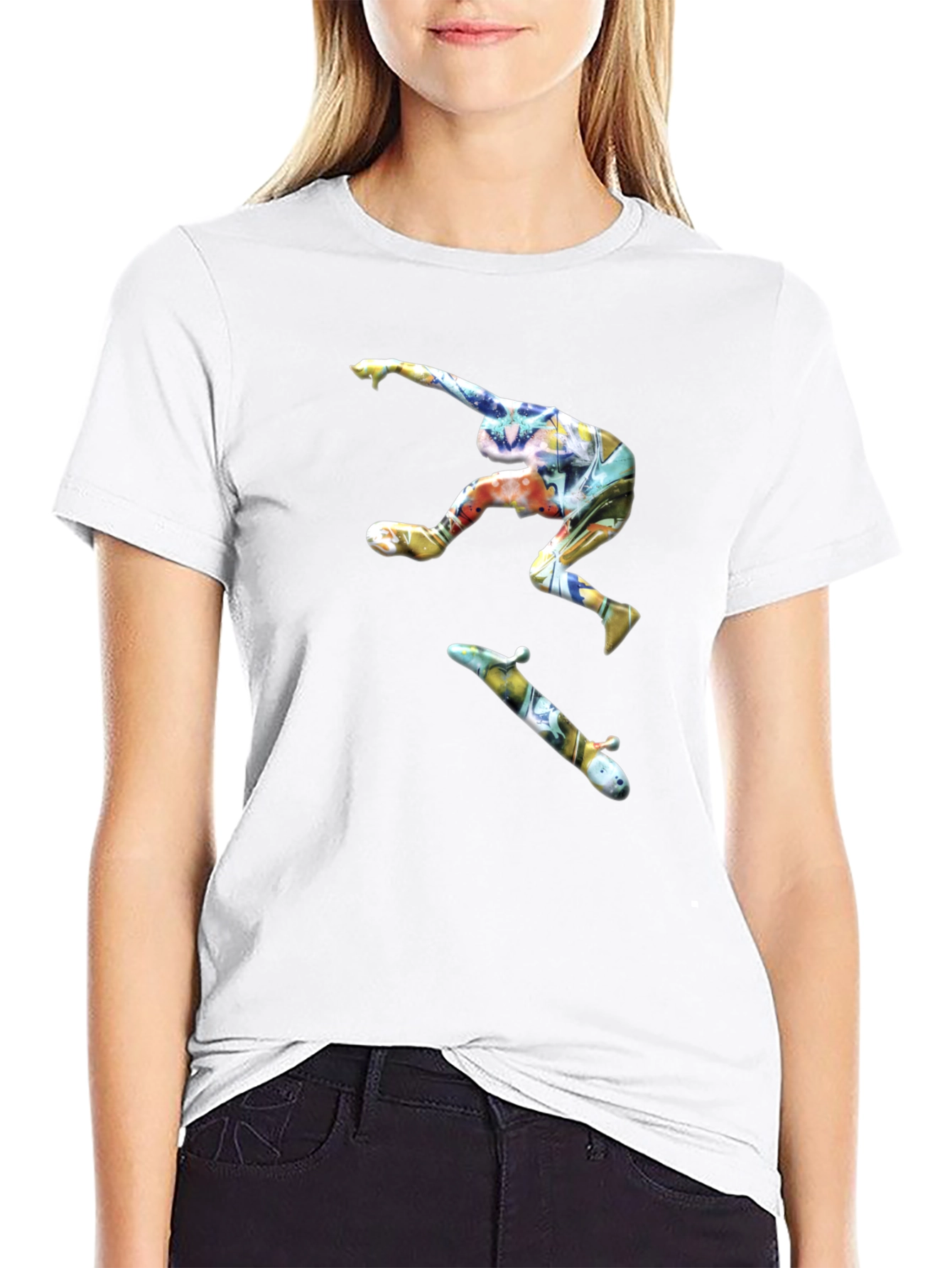 Skateboarder Graphic Black T-Shirt