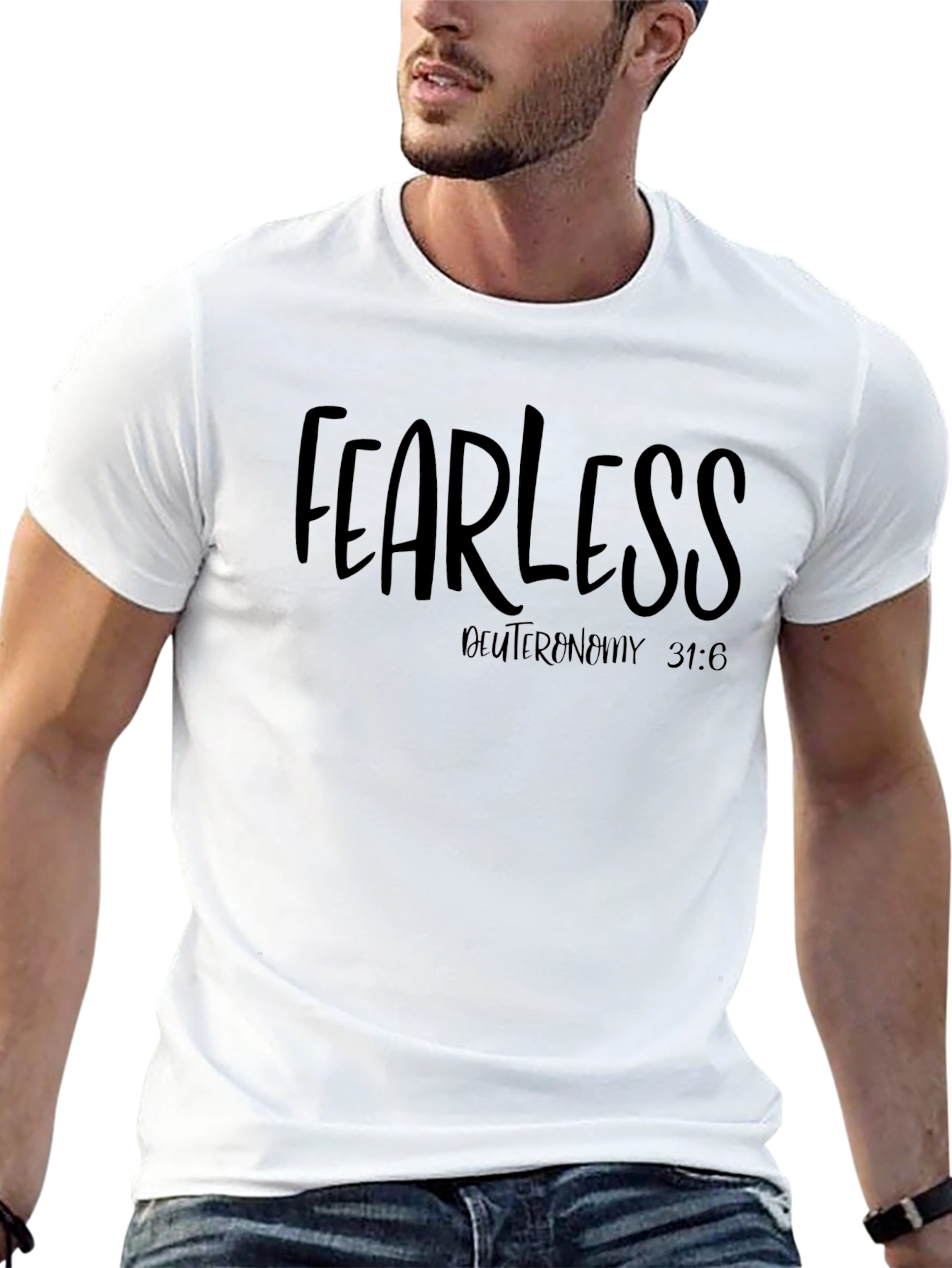 Fearless Graphic T-Shirt Deuteronomy Bible Verse
