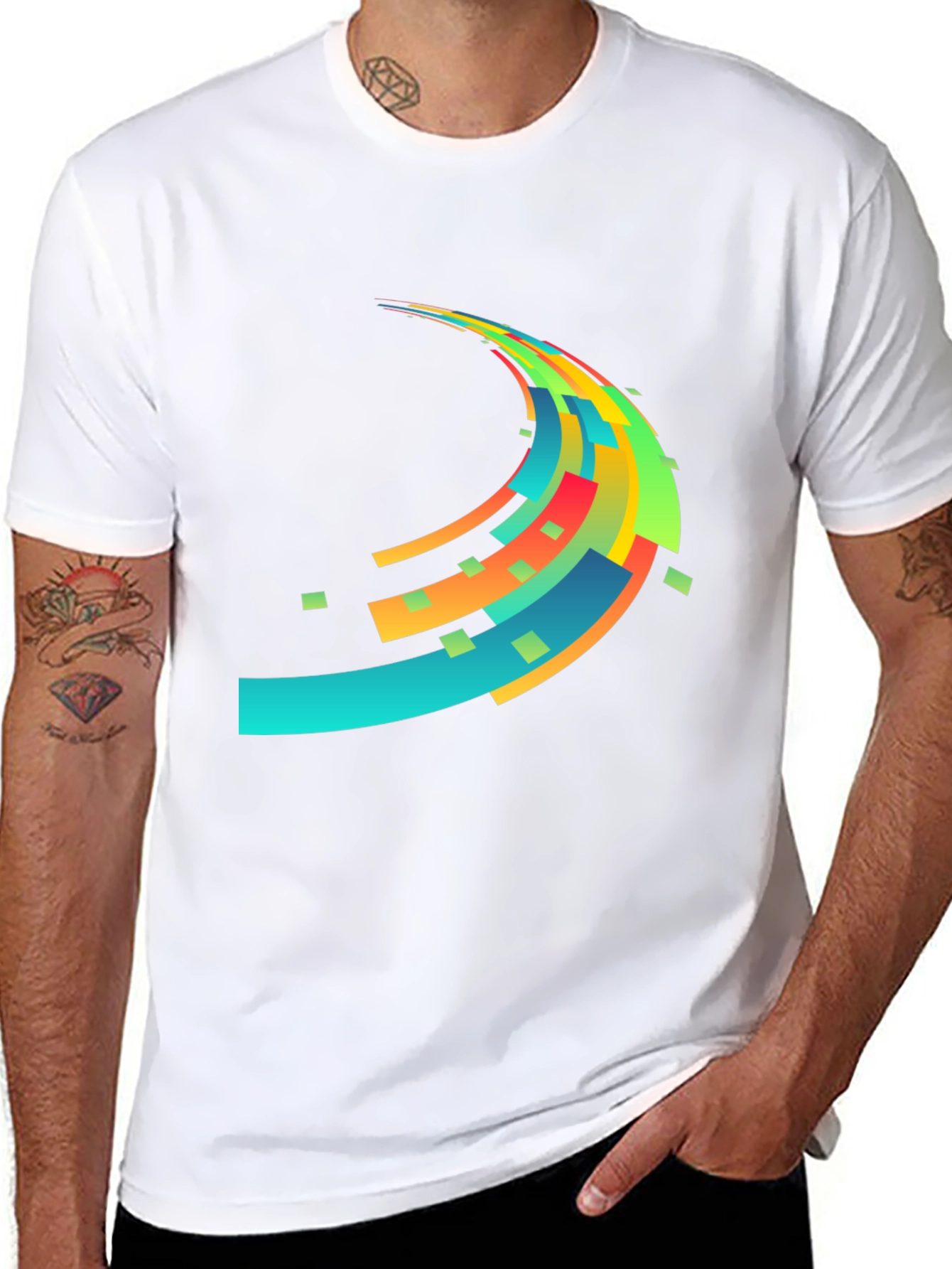 Abstract Wave Graphic Mens Black T-Shirt