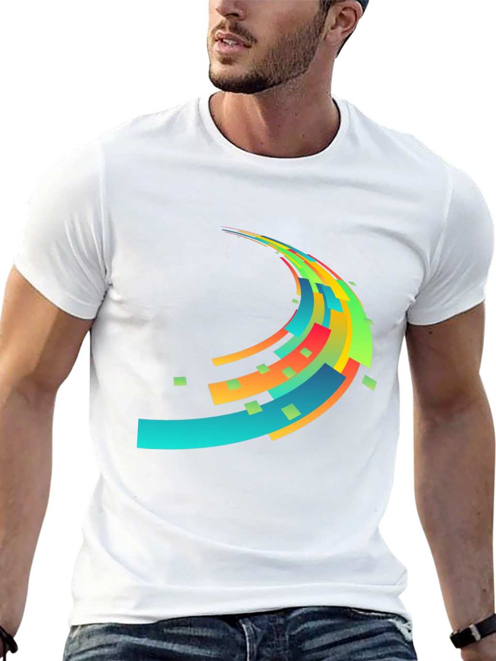Abstract Wave Graphic Mens Black T-Shirt