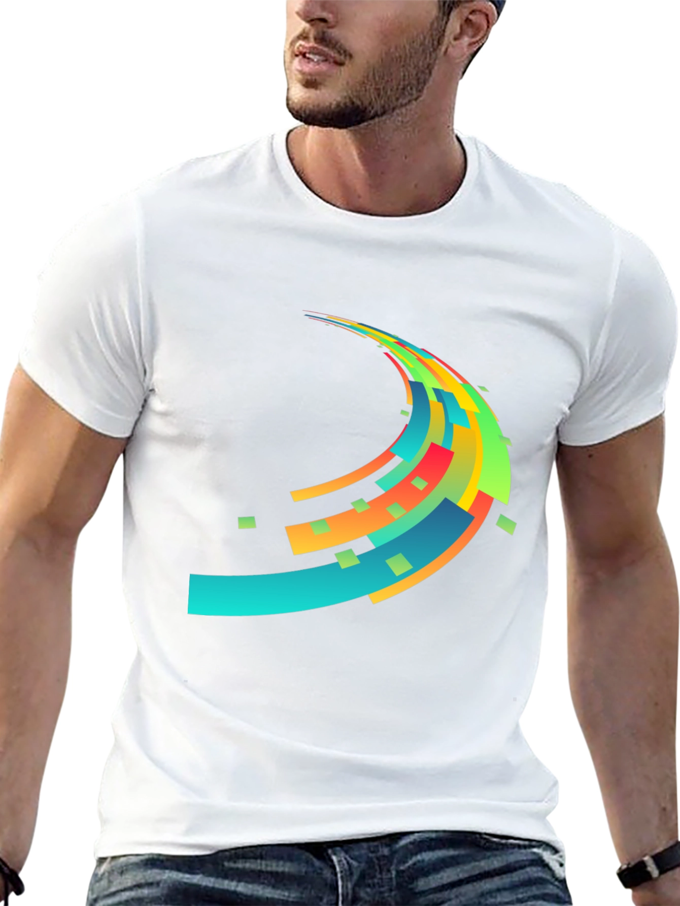 Abstract Wave Graphic Mens Black T-Shirt