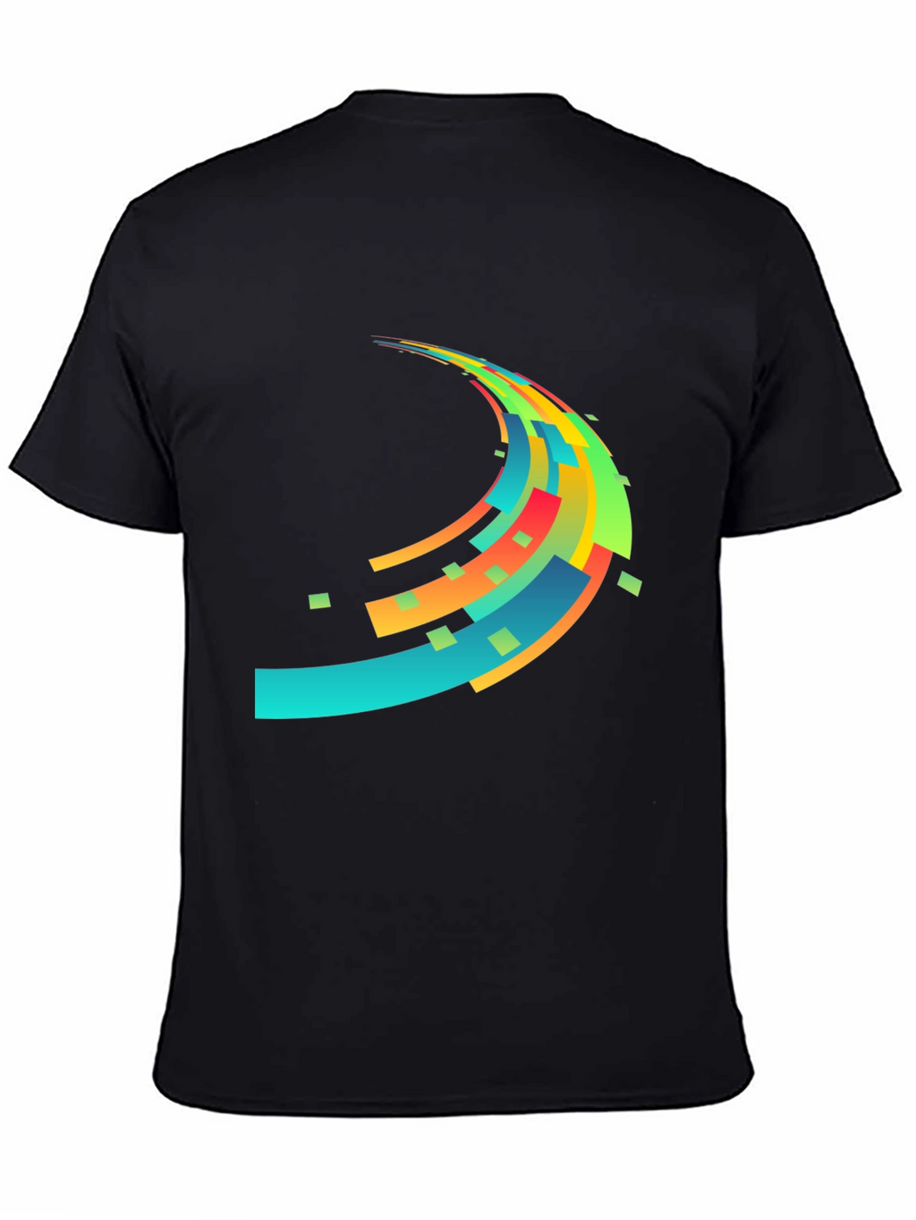 Abstract Wave Graphic Mens Black T-Shirt