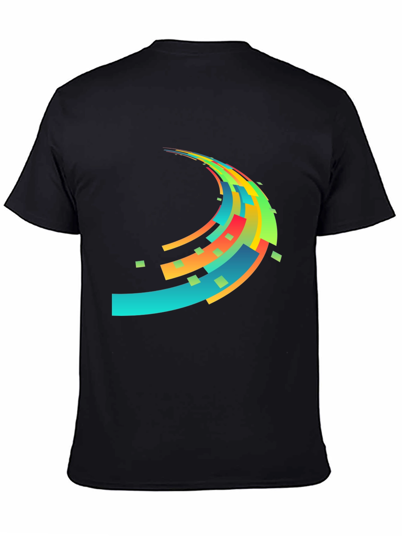Abstract Wave Graphic Mens Black T-Shirt