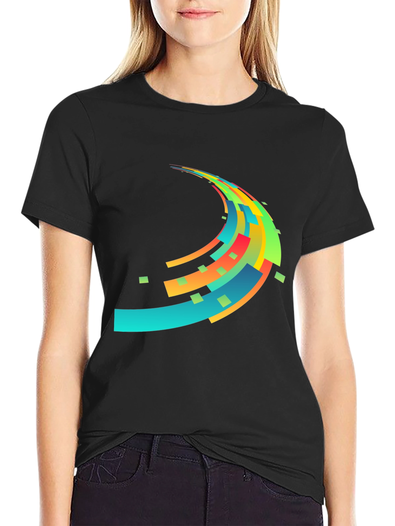 Abstract Wave Graphic Mens Black T-Shirt