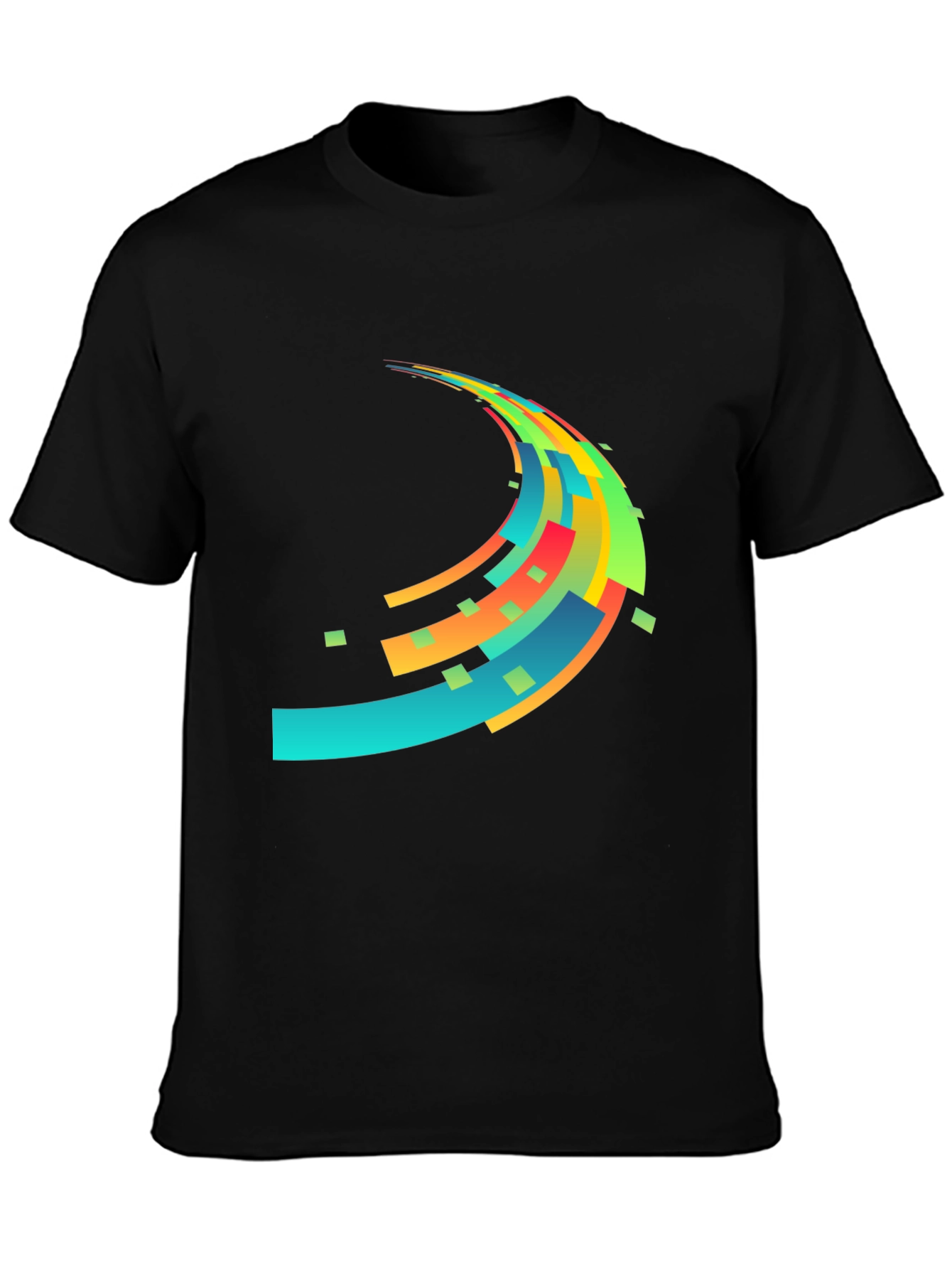 Abstract Wave Graphic Mens Black T-Shirt