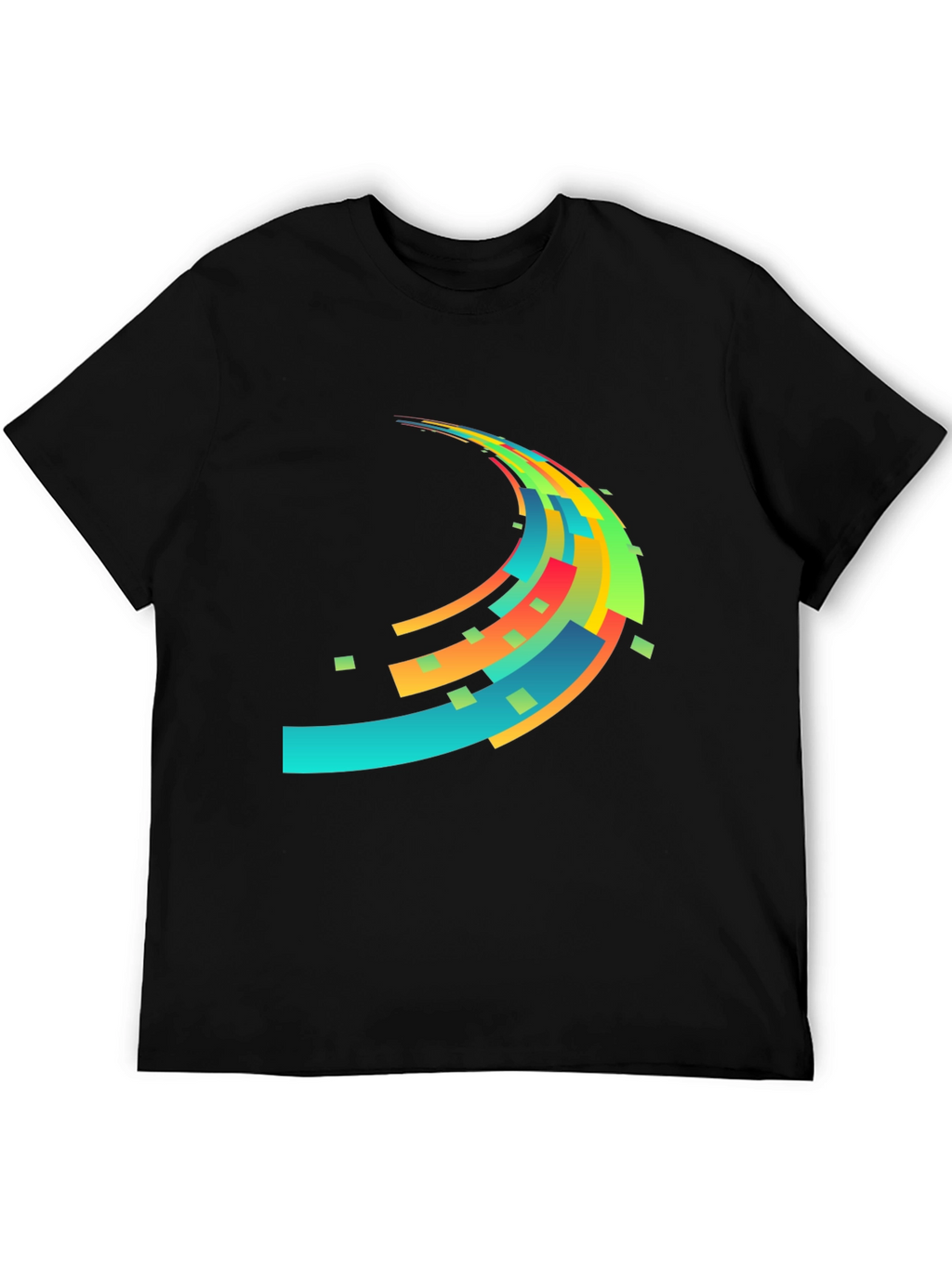 Abstract Wave Graphic Mens Black T-Shirt