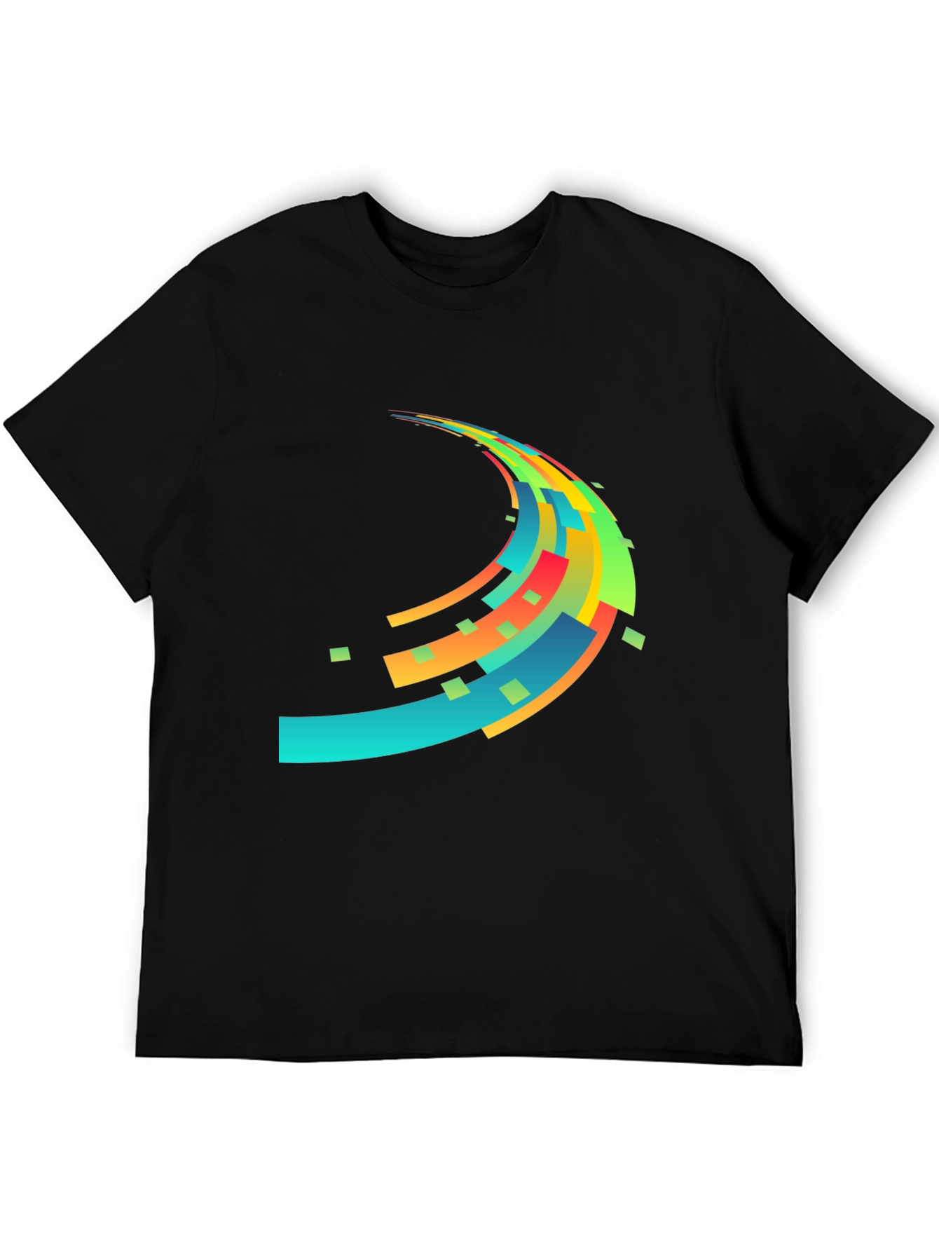 Abstract Wave Graphic Mens Black T-Shirt