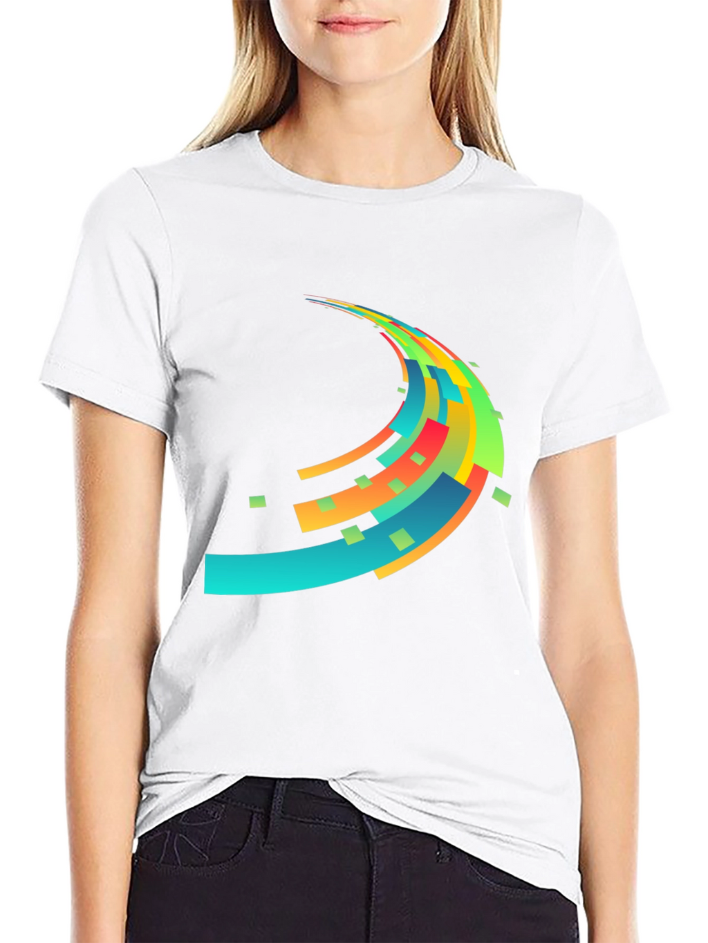 Abstract Wave Graphic Mens Black T-Shirt