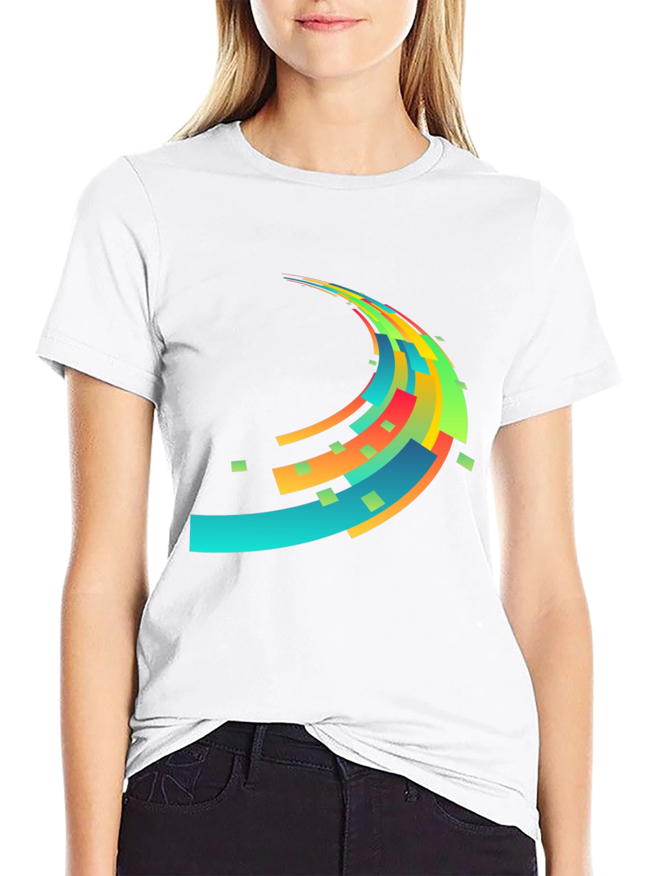 Abstract Wave Graphic Mens Black T-Shirt