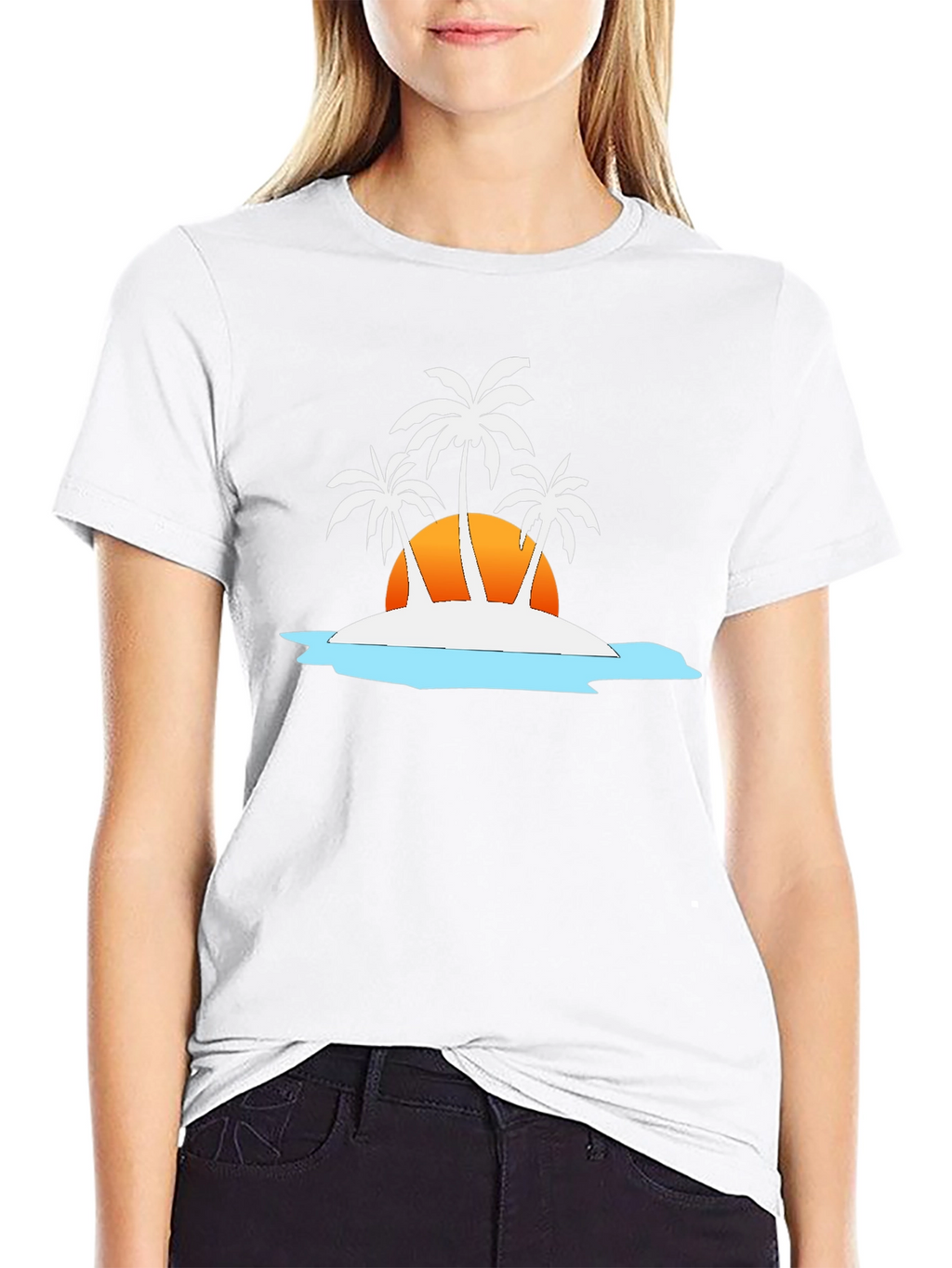 Tropical Island T-Shirt - Sunset Palm Tree Design