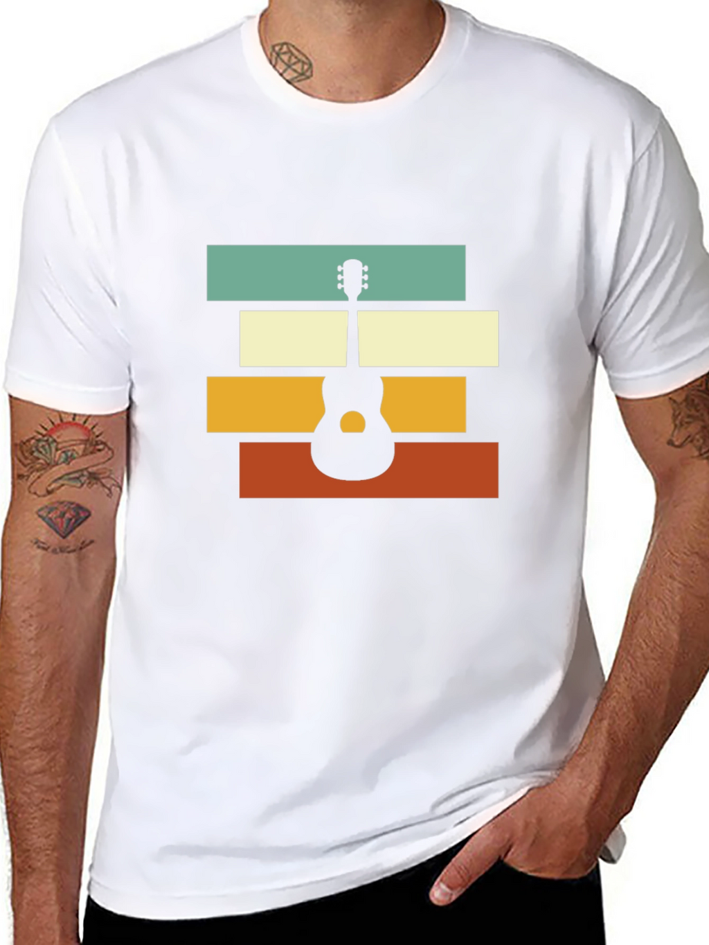 Retro Guitar Graphic Tee - Black Unisex T-Shirt