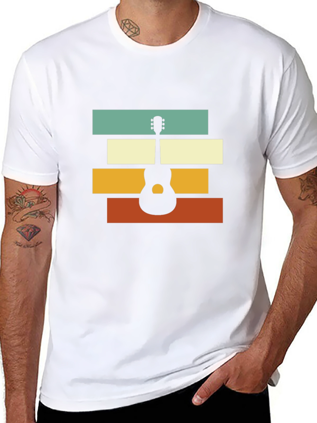 Retro Guitar Graphic Tee - Black Unisex T-Shirt