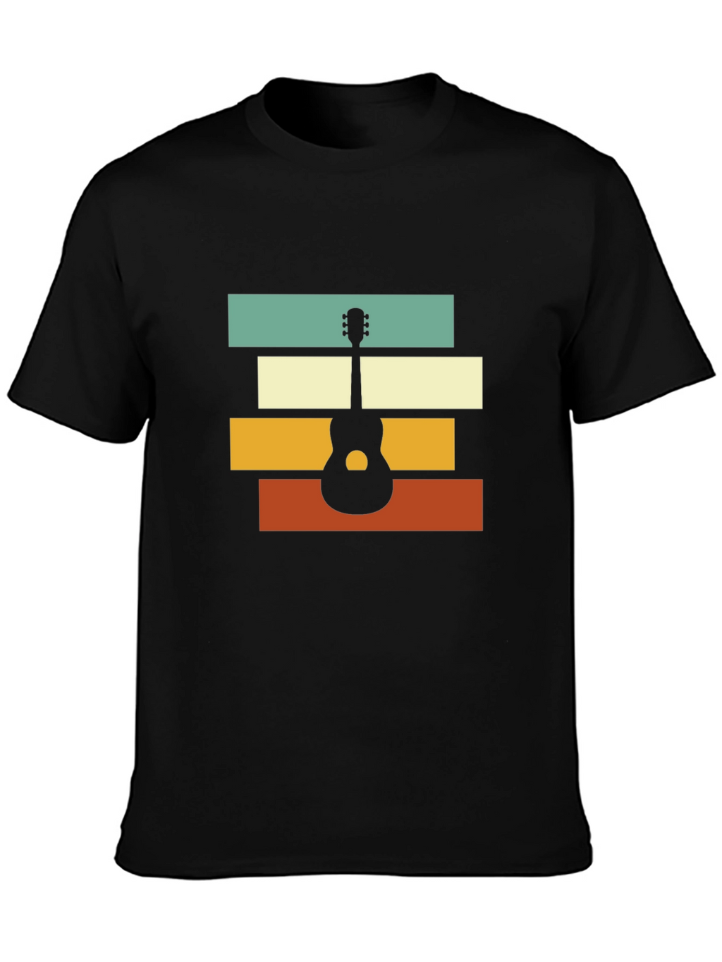 Retro Guitar Graphic Tee - Black Unisex T-Shirt