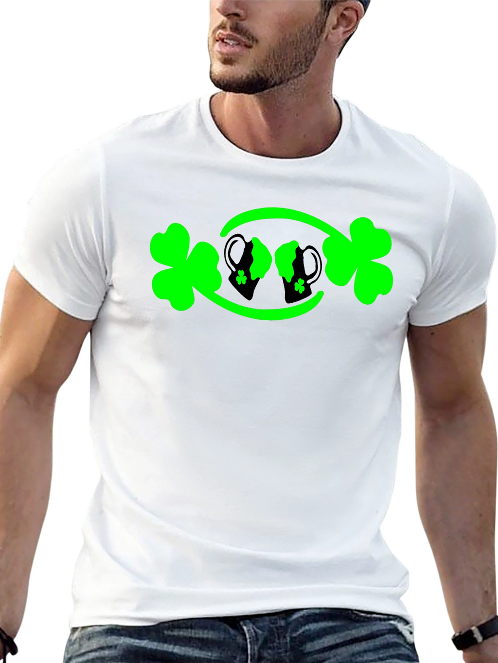 St. Patricks Day Shamrock & Beer Mug Graphic Tee
