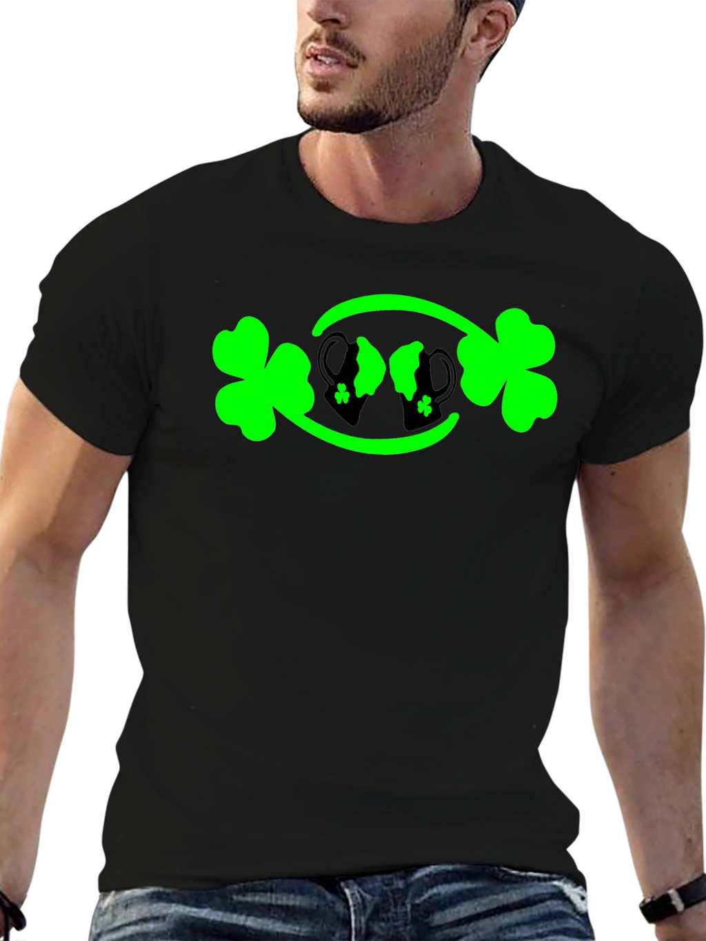 St. Patricks Day Shamrock & Beer Mug Graphic Tee