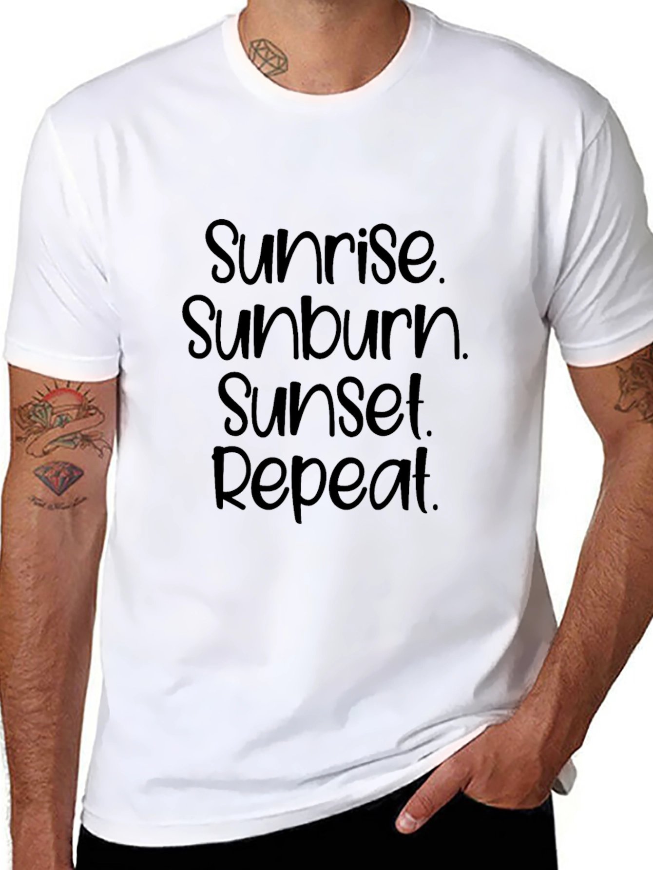 Sunrise Sunburn Sunset Repeat Black T-Shirt