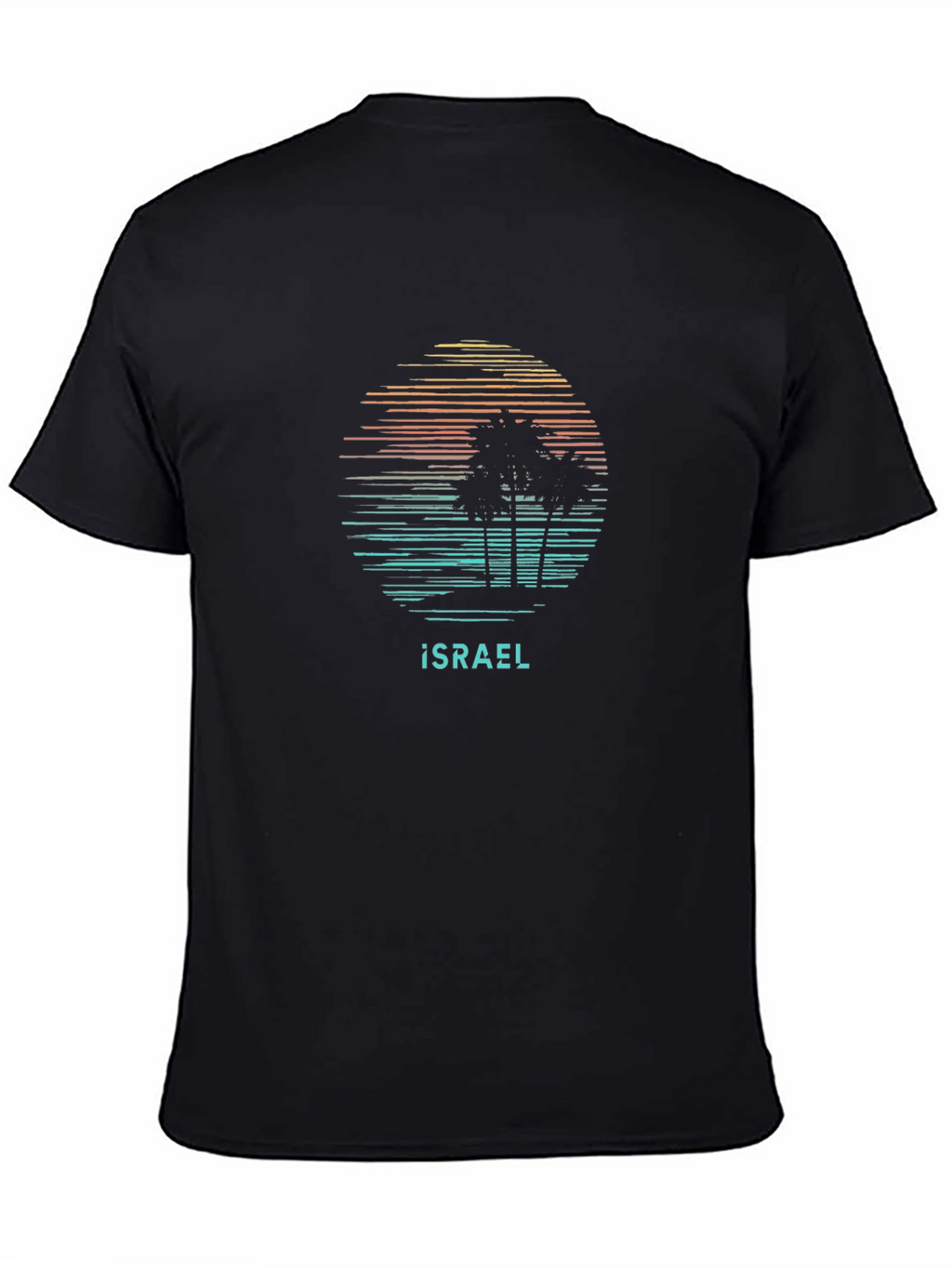 Israel Palm Tree Sunset T-Shirt - Black