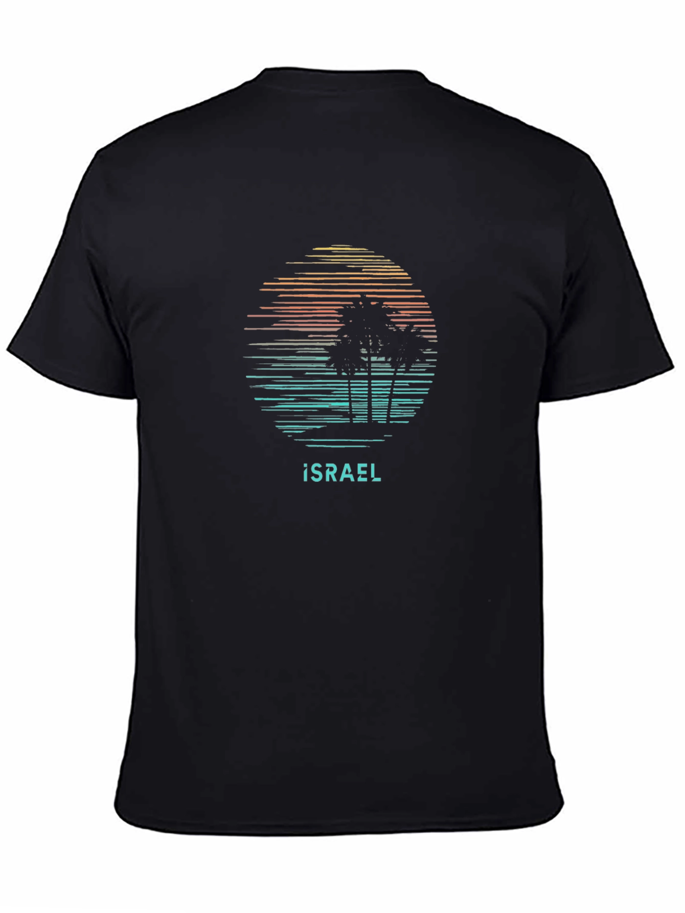 Israel Palm Tree Sunset T-Shirt - Black