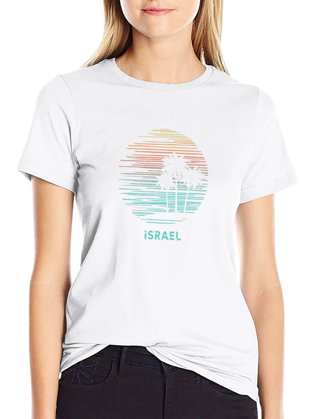 Israel Palm Tree Sunset T-Shirt - Black