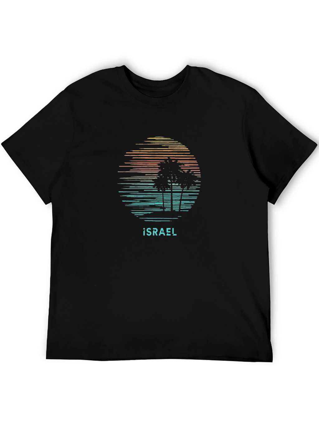Israel Palm Tree Sunset T-Shirt - Black