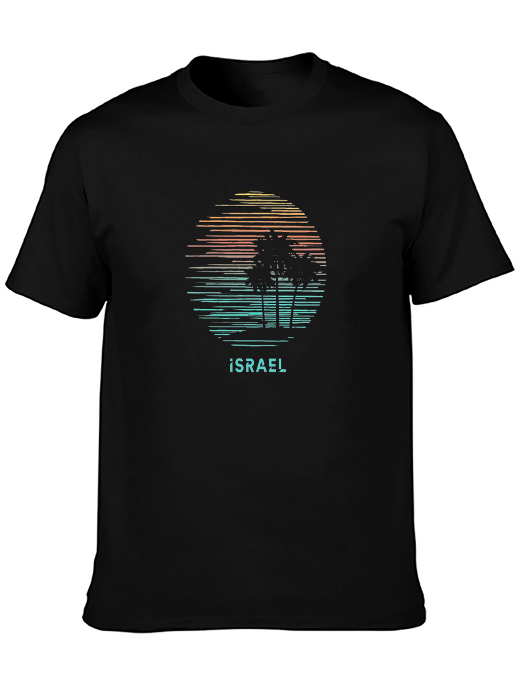 Israel Palm Tree Sunset T-Shirt - Black