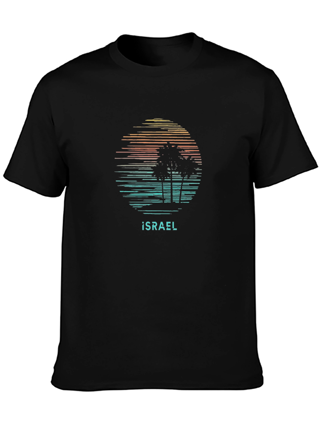 Israel Palm Tree Sunset T-Shirt - Black