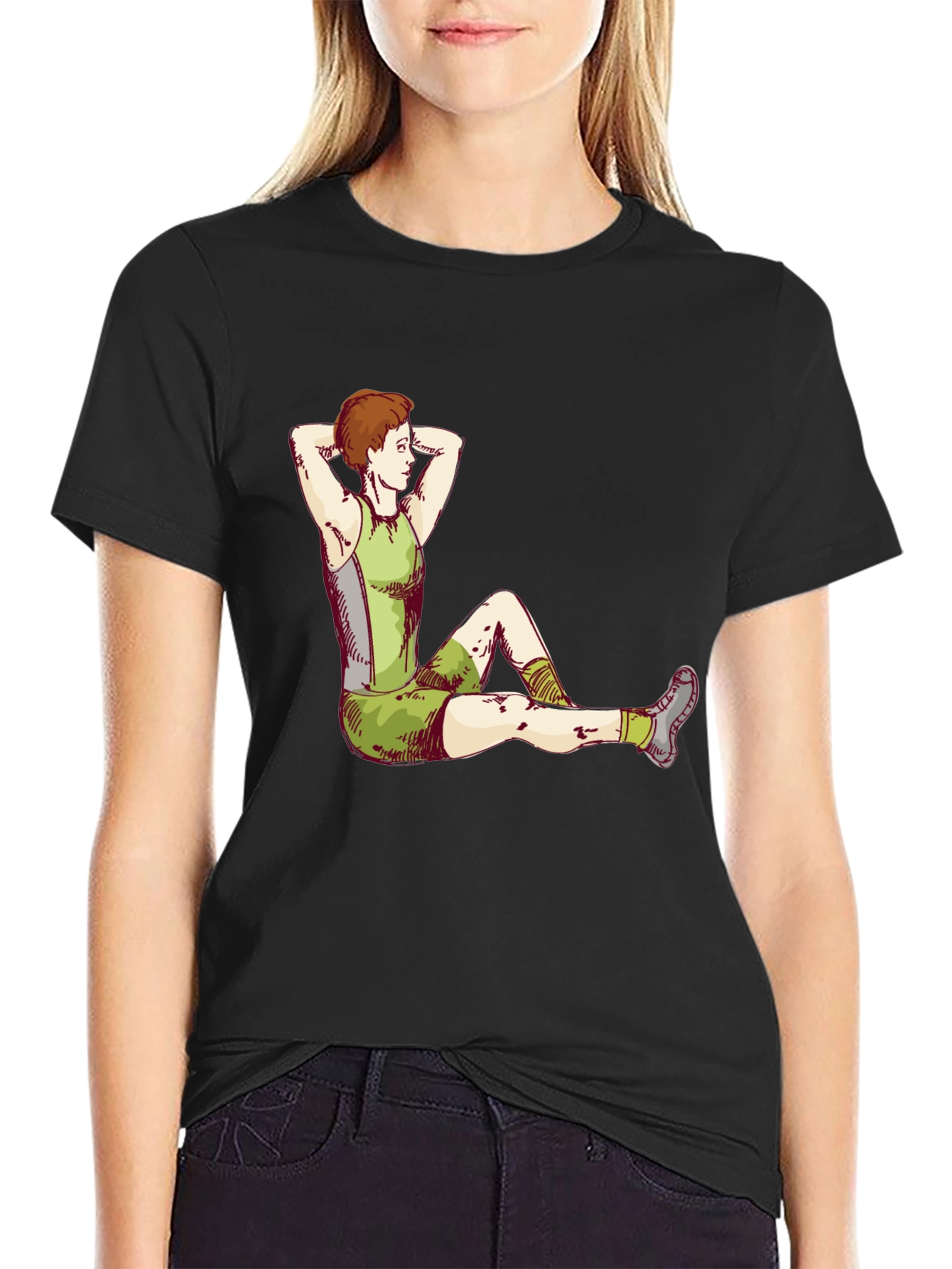 Athlete Graphic Tee - Black Cotton T-Shirt