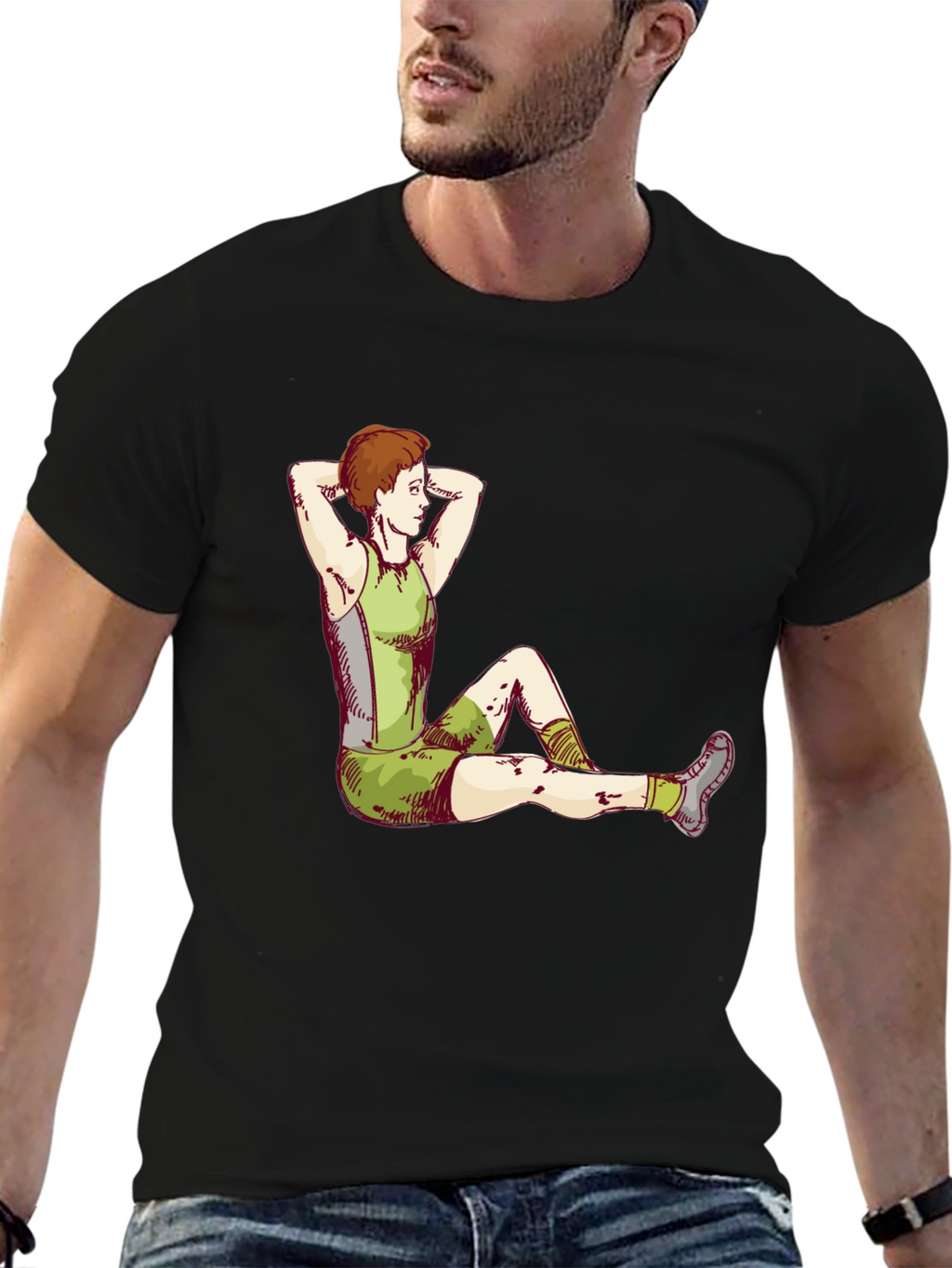 Athlete Graphic Tee - Black Cotton T-Shirt