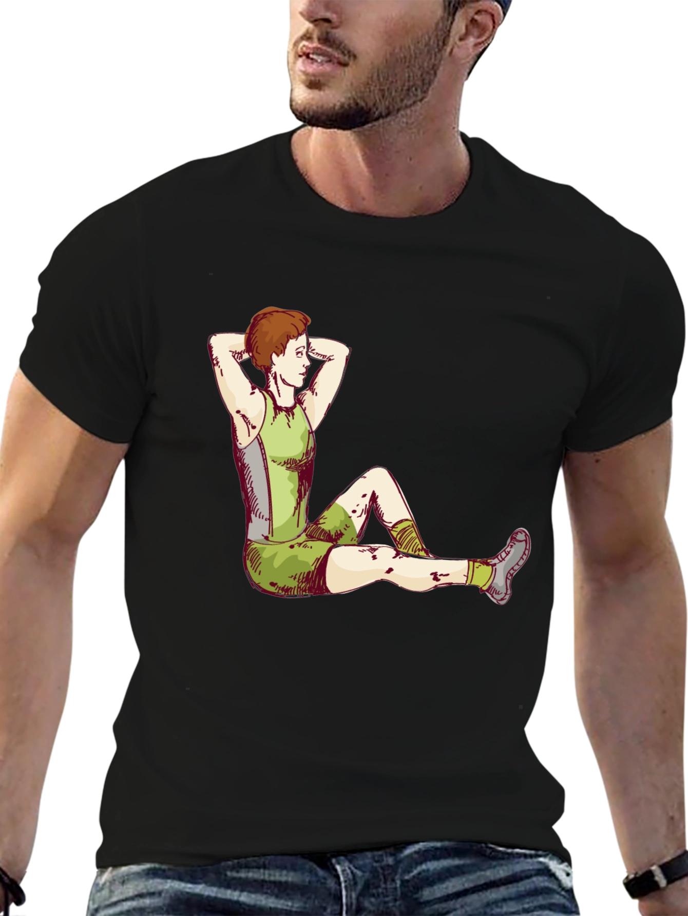 Athlete Graphic Tee - Black Cotton T-Shirt