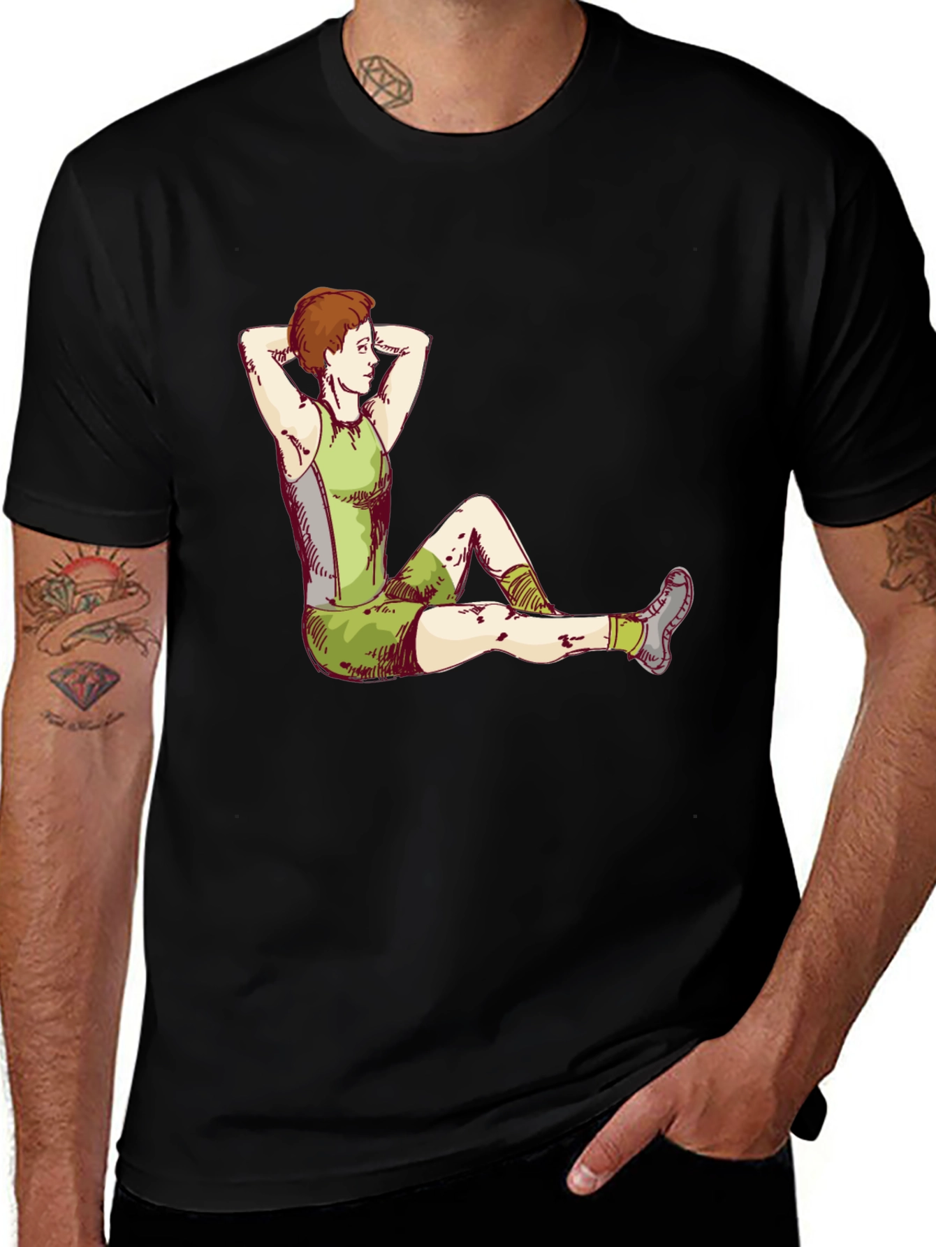 Athlete Graphic Tee - Black Cotton T-Shirt