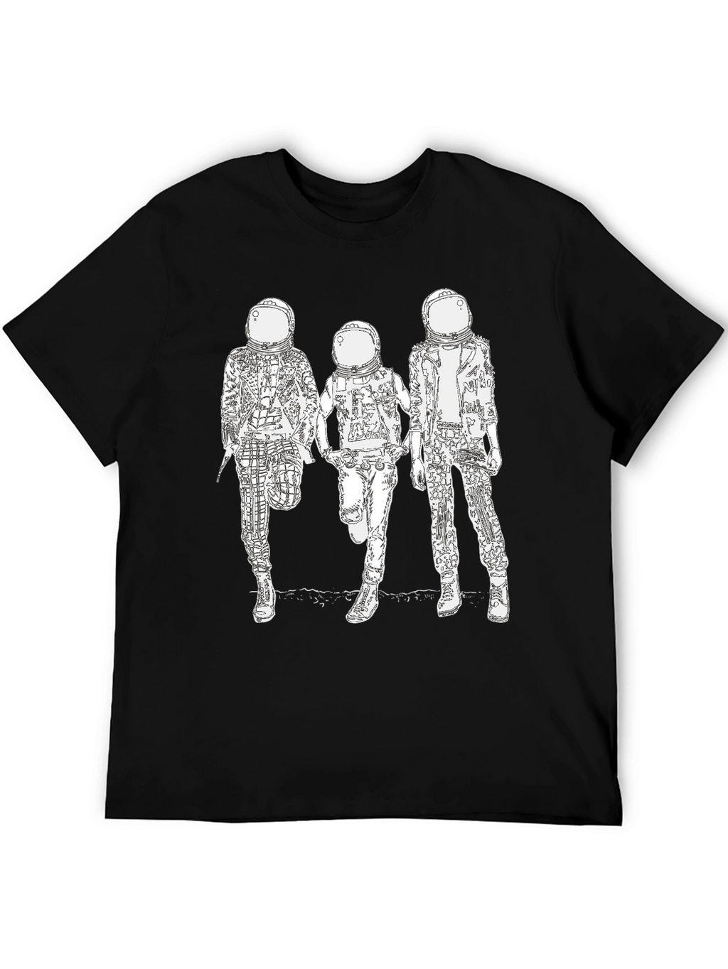 Astronaut Graphic Tee - Black Cotton Blend Casual Wear