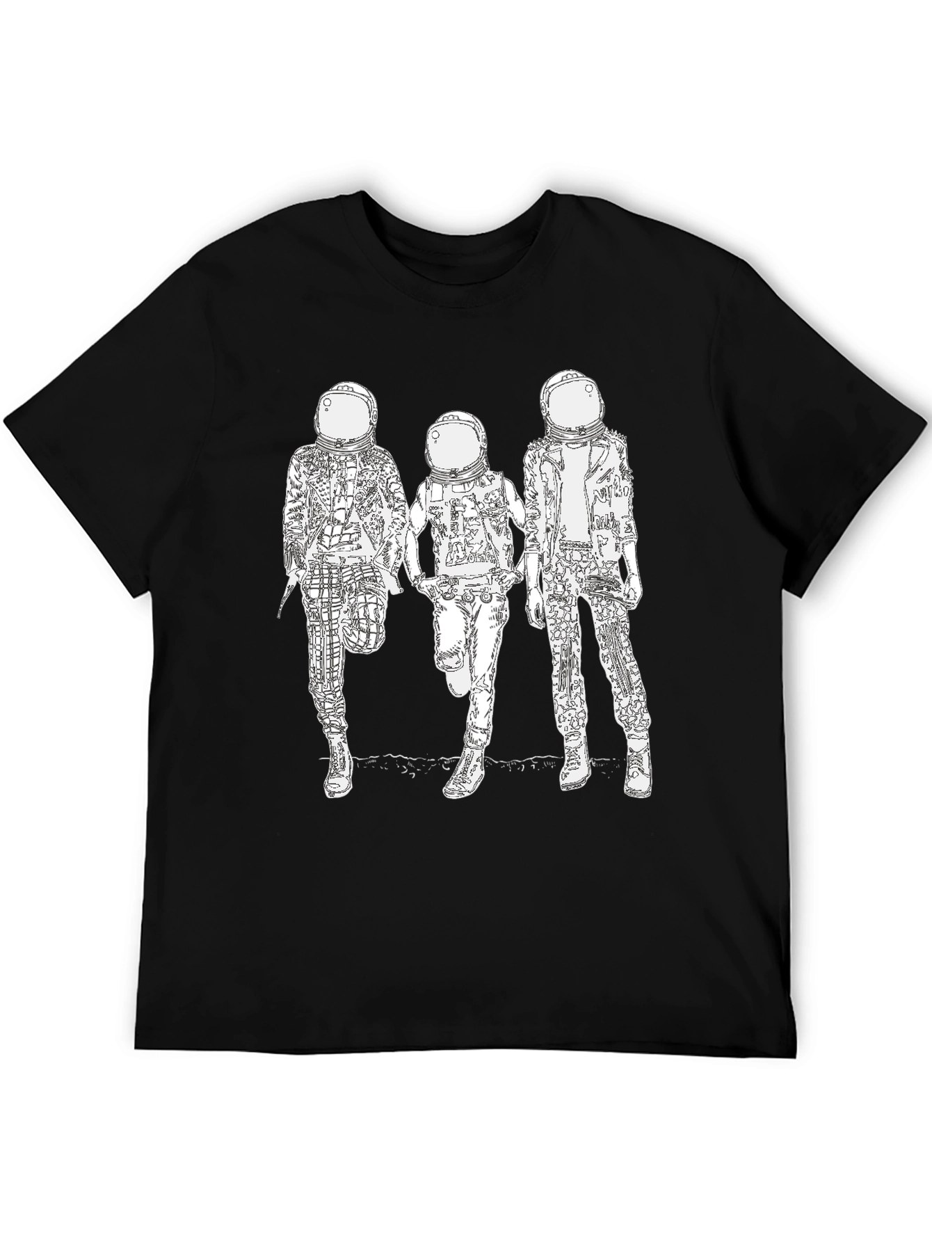 Astronaut Graphic Tee - Black Cotton Blend Casual Wear