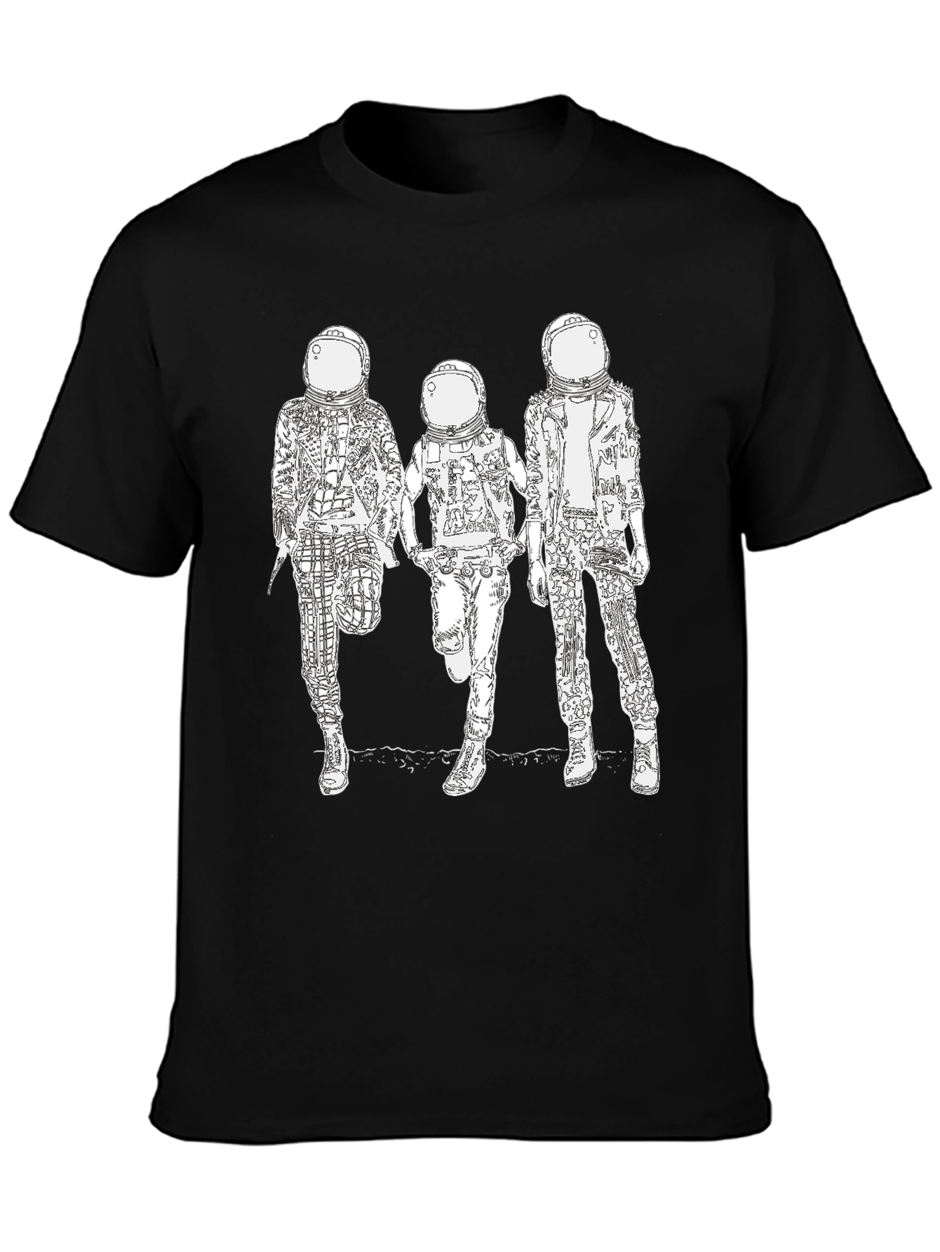 Astronaut Graphic Tee - Black Cotton Blend Casual Wear