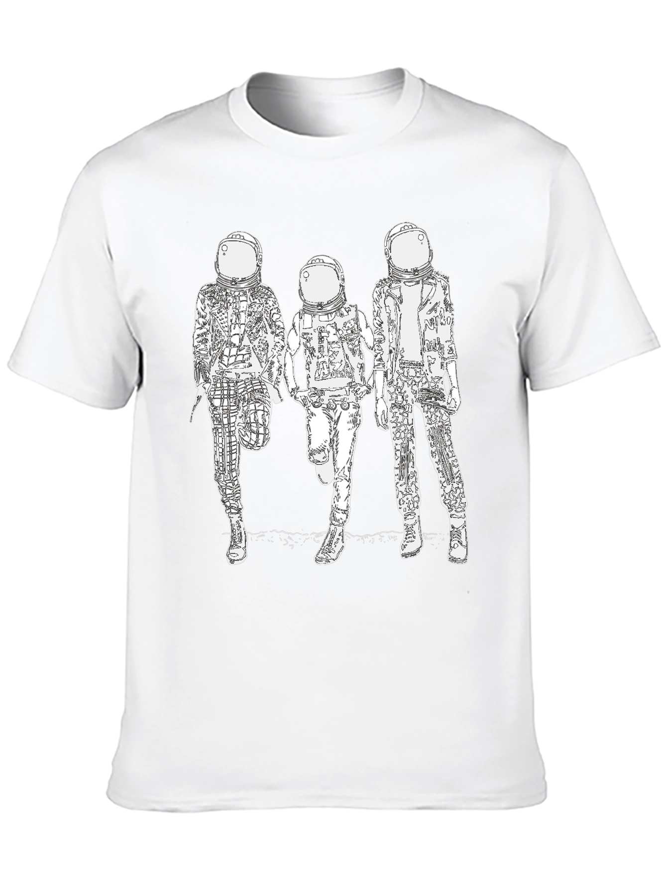 Astronaut Graphic Tee - Black Cotton Blend Casual Wear