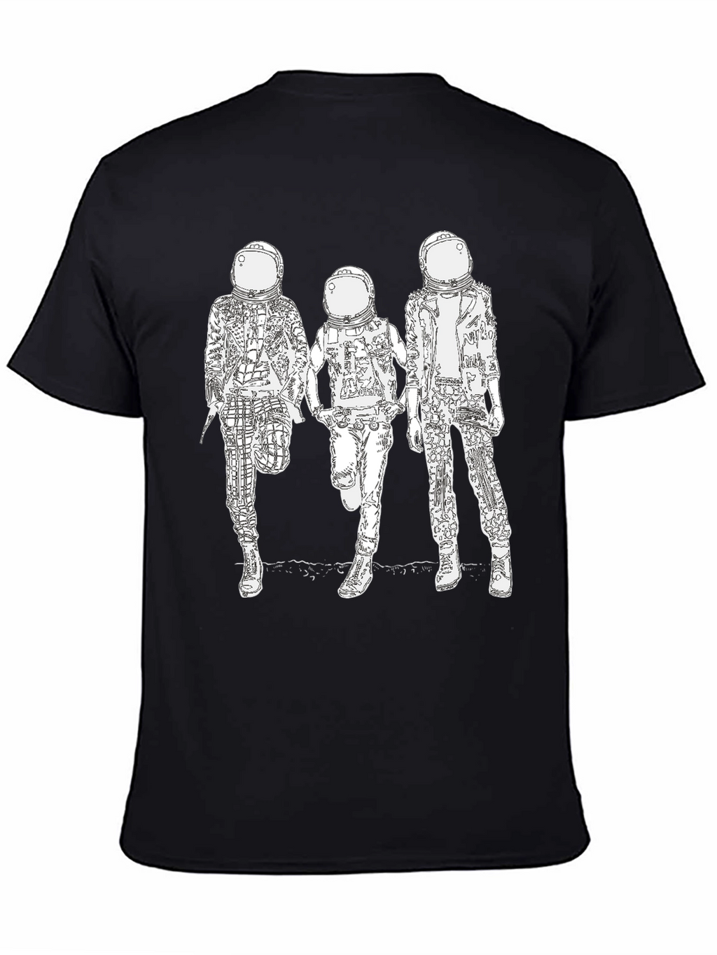 Astronaut Graphic Tee - Black Cotton Blend Casual Wear