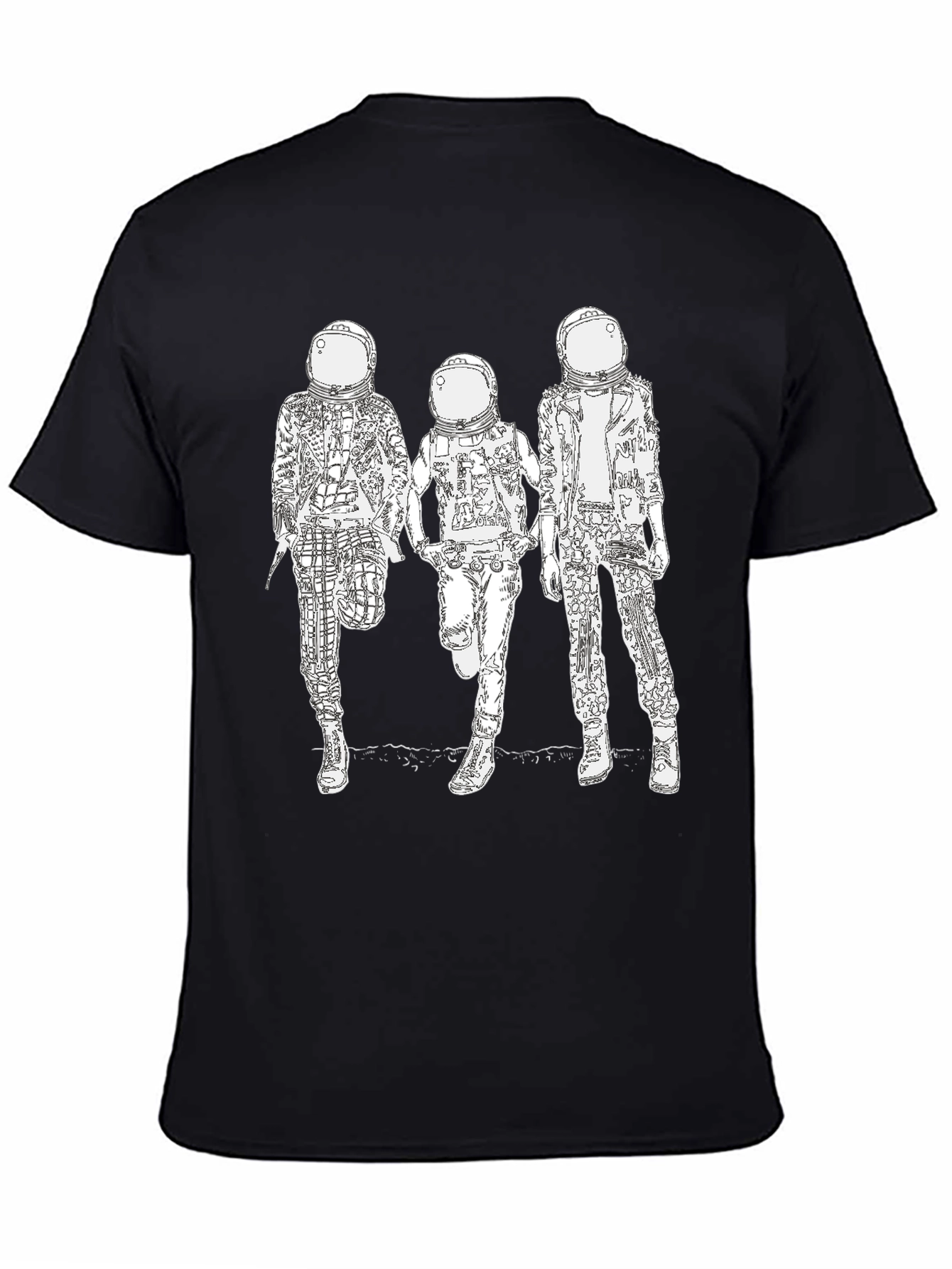Astronaut Graphic Tee - Black Cotton Blend Casual Wear