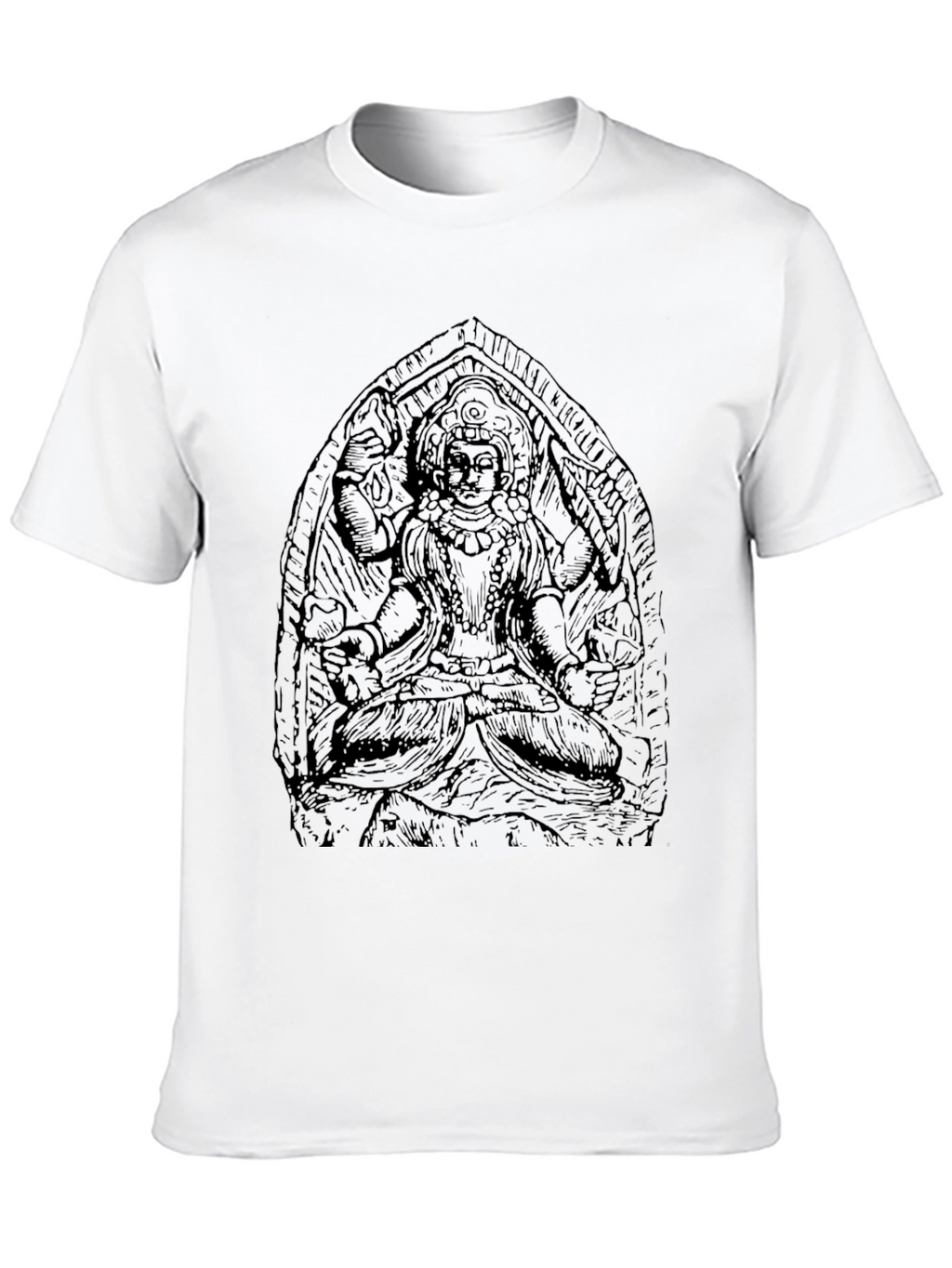 Black Graphic Tee with Indian Deity Art