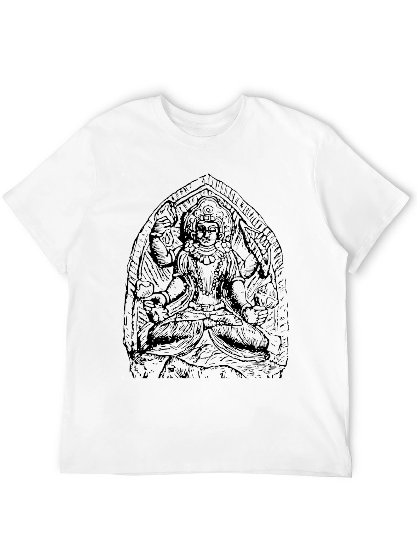 Black Graphic Tee with Indian Deity Art
