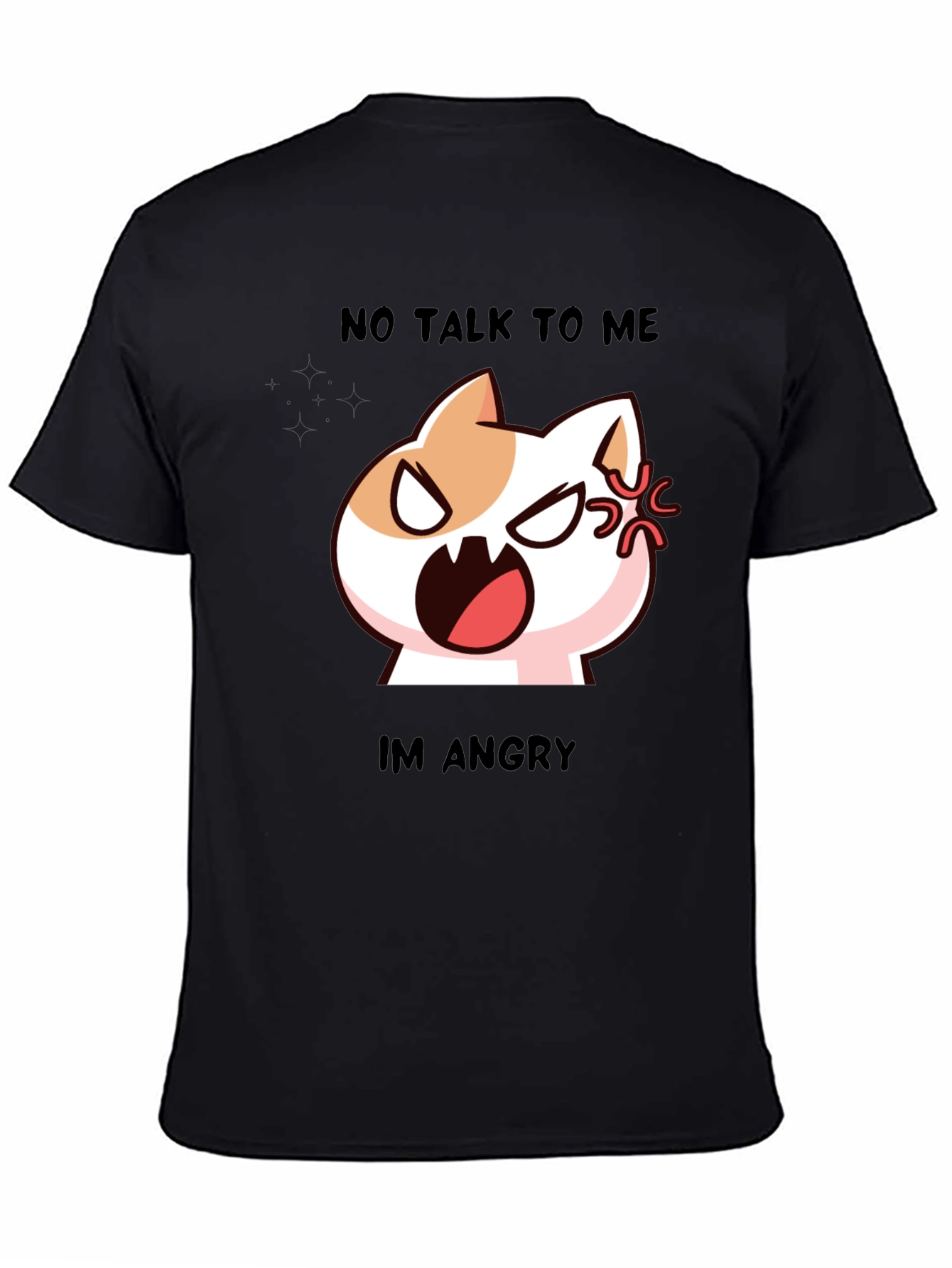 Angry Cat Graphic Tee - No Talk To Me Black T-Shirt