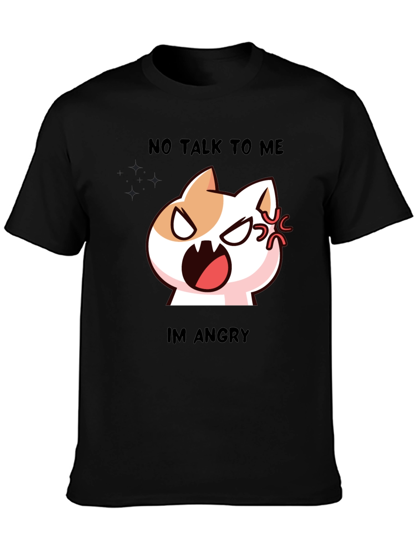 Angry Cat Graphic Tee - No Talk To Me Black T-Shirt