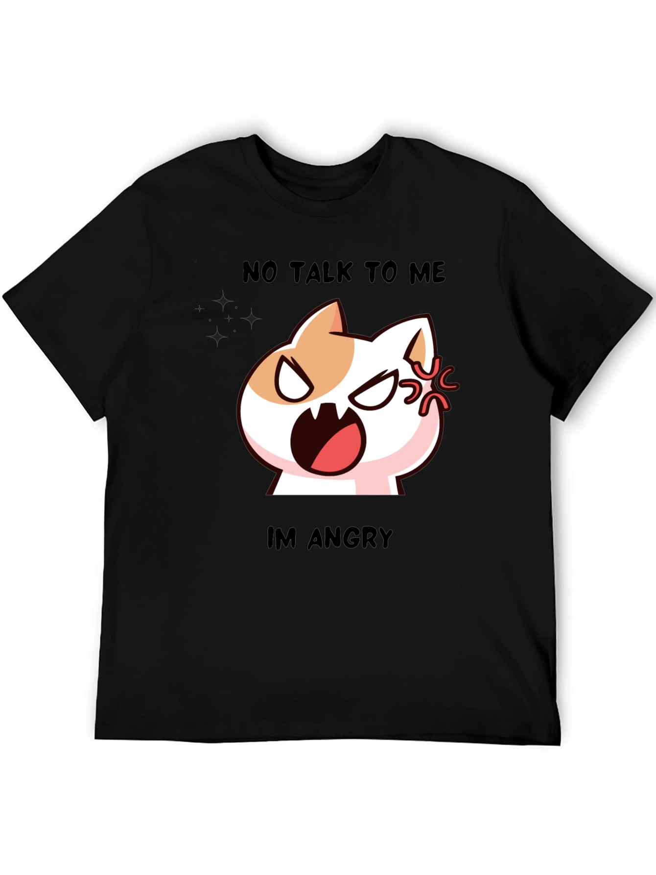 Angry Cat Graphic Tee - No Talk To Me Black T-Shirt
