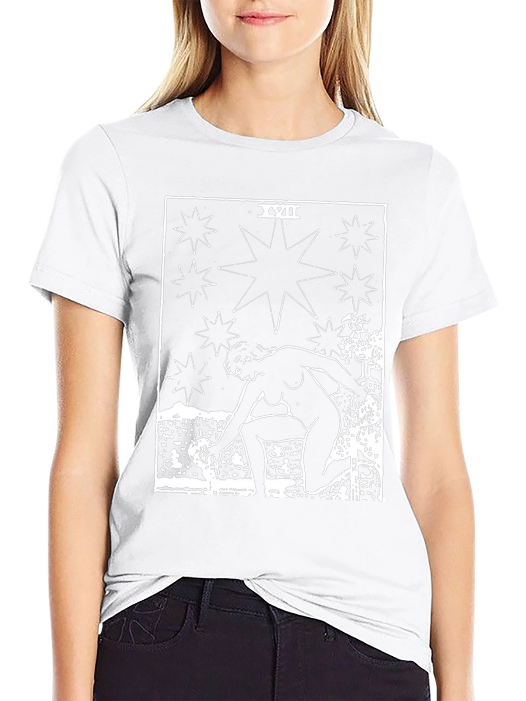 Star Tarot Card Graphic Tee - Unisex Black T-Shirt